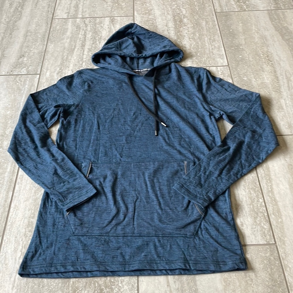 Company eighty one,Small,blue hooded pullover long sleeves t shirt for men